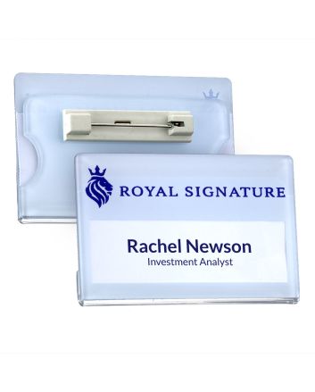 Clear Acrylic Reusable Badge 66 x 42mm 18mm Window