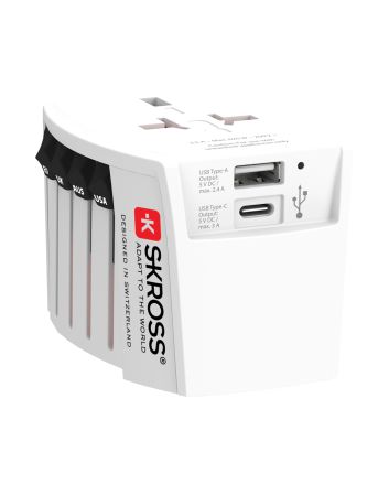 SKROSS World Travel Adapter MUV 2-pole with USB A and C