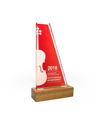 Wedge Acrylic Award 125mm x 225mm With 28mm Wooden Base