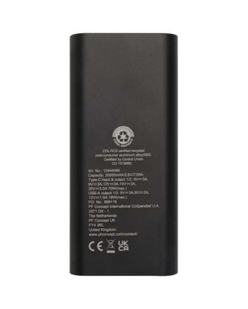Acamar 20.000 mAh 70W recycled aluminium laptop power bank