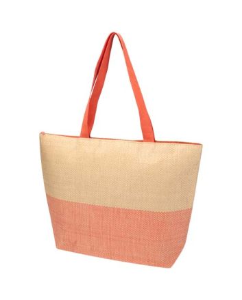 Rhythm straw paper large zipped tote bag 21L