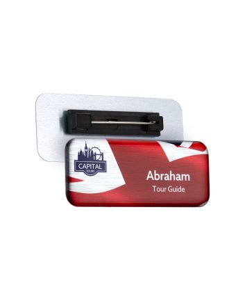 Aluminium Name Badge 63mm x 25mm Domed