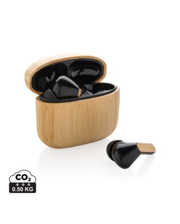 Bamboo TWS earbuds with RCS recycled plastic