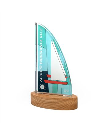 Sail Acrylic Award 95mm x 175mm With 28mm Wooden Base