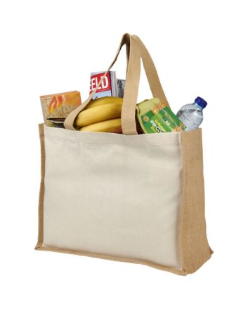Varai 320 g/m² canvas and jute shopping tote bag 23L
