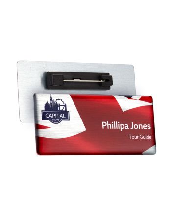 Aluminium Name Badge 73mm x 32mm Domed