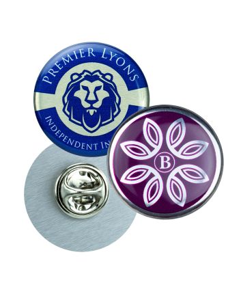 Aluminium Domed Clutch Pin Badge Upto 25x25mm