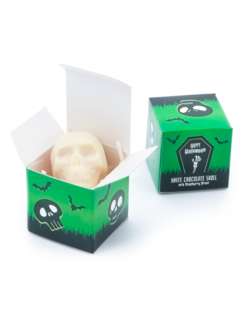 Halloween - Eco Mini Cube Box - White Chocolate Skulls - x1