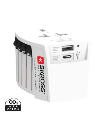 SKROSS World Travel Adapter MUV 2-pole with USB A and C