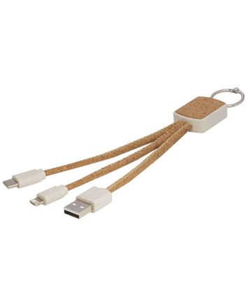 Bates wheat straw and cork 3-in-1 charging cable