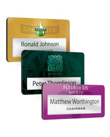Metal Faced Name Window Badges