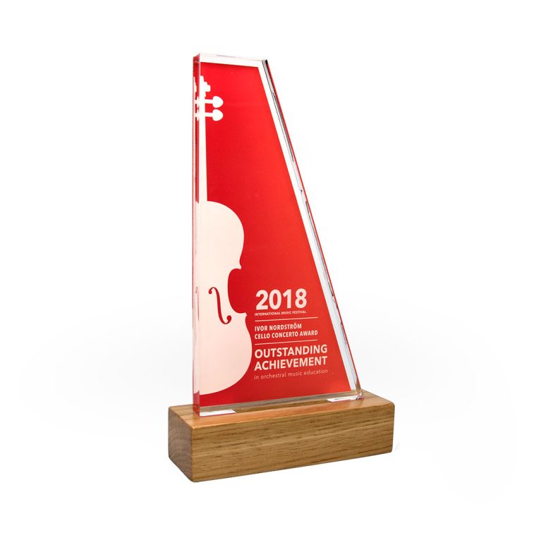 Wedge Acrylic Award 125mm x 225mm With 28mm Wooden Base