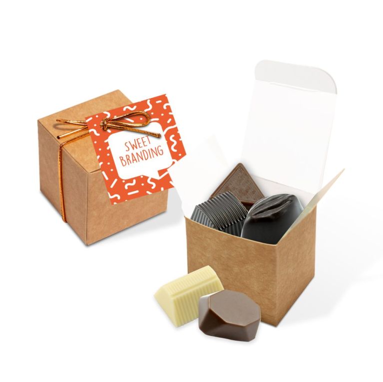 Eco Range - Eco Kraft Cube - Chocolate Truffles - x5 - Milk Chocolate Cappuccino Cream