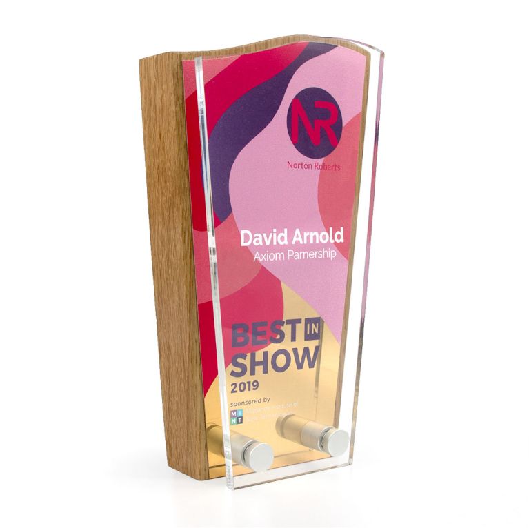 Wave Top Award 95mm x 175mm With Metal Plate & Acrylic Front