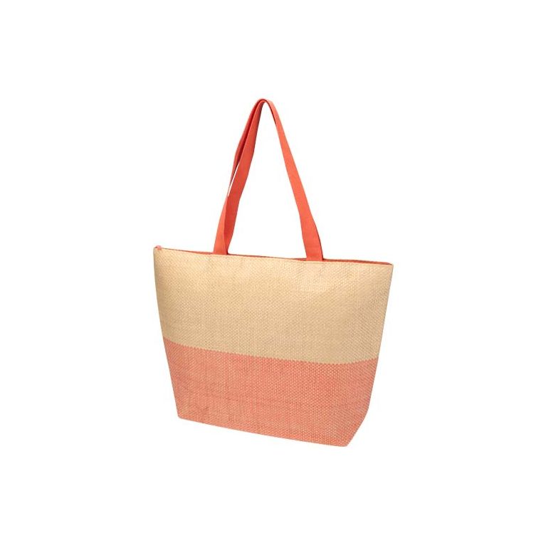 Rhythm straw paper large zipped tote bag 21L