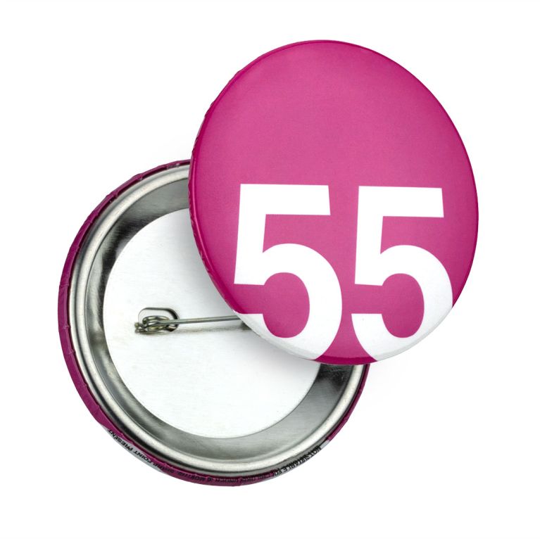 55mm All Metal Button Badge - Pin Aligned Horizontally to Artwork