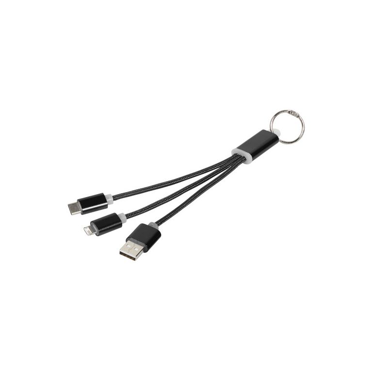 Metal 3-in-1 charging cable with keychain