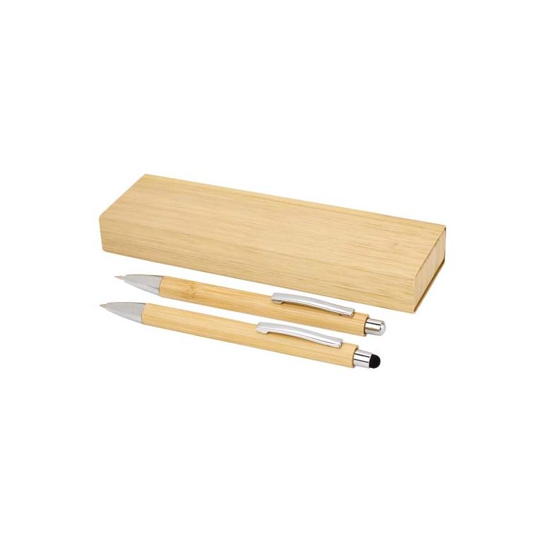 Oblys bamboo ballpoint pen and mechanical pencil set (black ink)